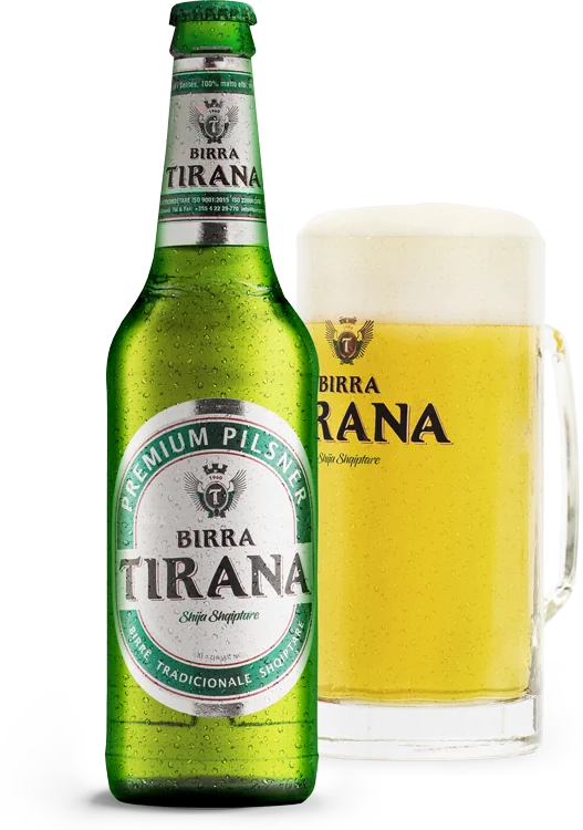 Shishe qelqi Birra Tirana 0,50 litra me gotë
